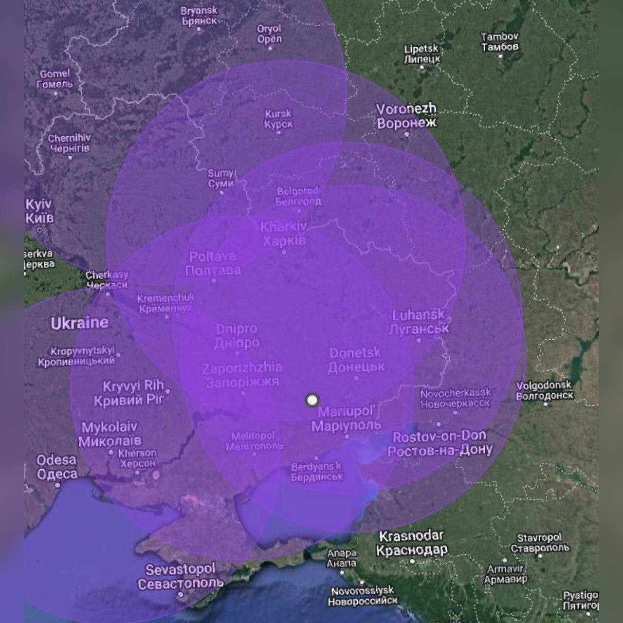 Карта дальности ракет украины